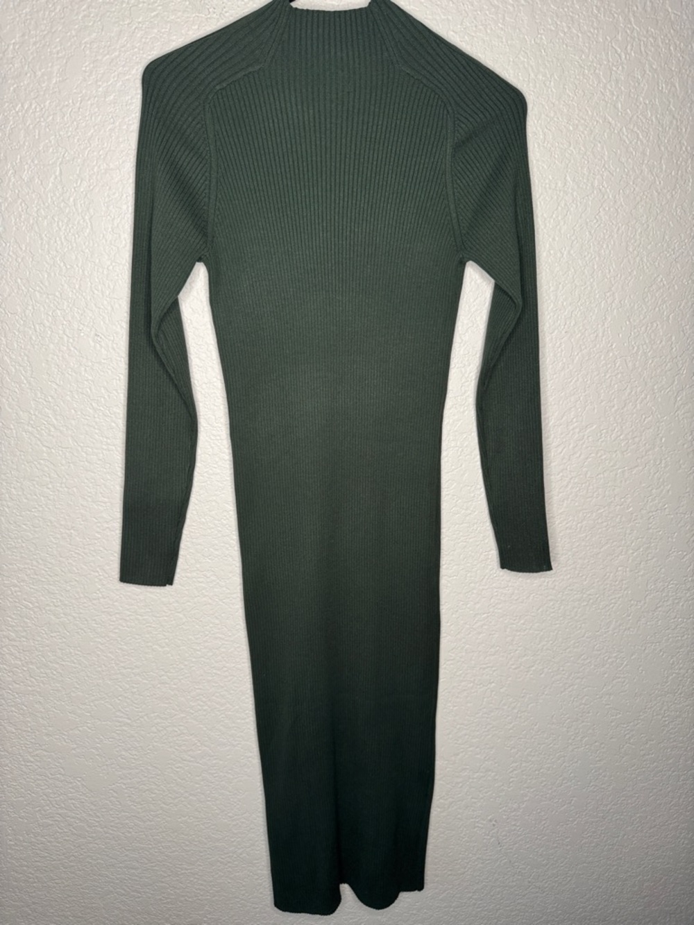 Wilfred Aritzia Knit Ribbed Dress Alchemy Hunter Green Scarab Medium Side Slit - Picture 5 of 8
